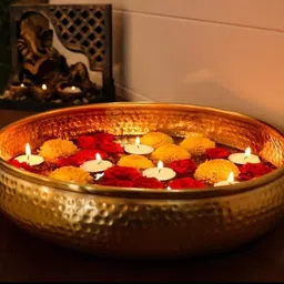 msk MK Craft And Decor Home Decorative Metal Urli Bowl Best For Gift Decorative Showpiece - 7 cm image 3