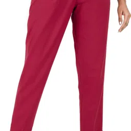 mirayya Women Regular Fit Maroon Cotton Blend Trousers image 1