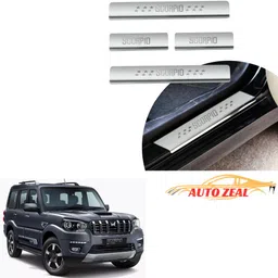 autozeal Stainless Steel Door Sill Plates/Foot Steps Scuff Plates for Scorpio All Models Door Sill Plate image 1