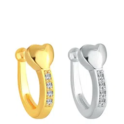 Vighnaharta Set Of 2 Gold-Plated & Silver Plated CZ Studded Nosepin image 4