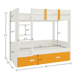 adona Adonica Bunk Bed in Yellow Colour with Drawer Storage image 2