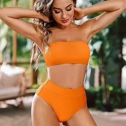 verma creation Woven Women Bikini Orange Swimsuit image 5