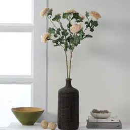 Peach Fabric Artificial Peony Flower Bunch Set of 2-image-63