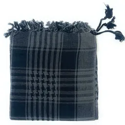 villa trends Checkered Pure Cotton Men Black Scarf image 2