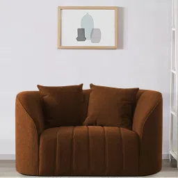 casacraft from pepperfry Baiwang Velvet 1 Seater Sofa in Brown Colour image 1