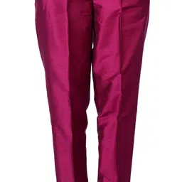 Women Regular Fit Red Polyester Trousers-image-11
