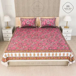 pahalarts Cotton Double Flat 144 TC Jaipuri Prints Bedsheet image 4