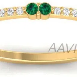 aavira Green Emerald & Diamond Ring Band for Women Silver Ring-picture-12