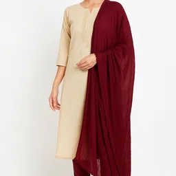 Pure Cotton Solid Maroon Women Dupatta-image-84