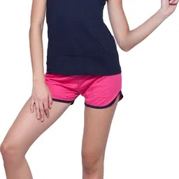 ap'pulse Pack of 2 Women Solid Henley Neck Pure Cotton Dark Blue, Pink T-Shirt image 5