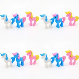 giftshub 12 Pc Removable unicorn horse erasers Collection Non-Toxic Eraser image 1