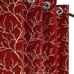 drishti enterprises 213.3 cm (7 ft) Door Velvet Room Darkening Curtain (Pack Of 2) image 2
