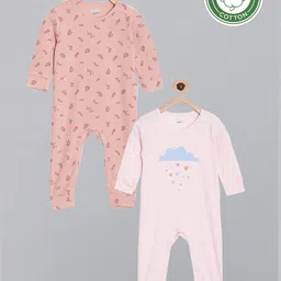 Broon Infant Girls Orange & Pink Printed Pure Cotton Pack Of 2 Sleepsuit-picture-35