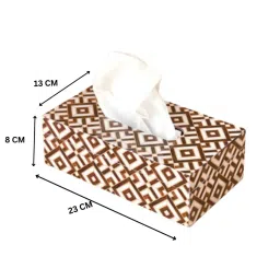 casagold Brown & Gold Combo Tissue Box Holder with Set of 6 Coaster Set image 3
