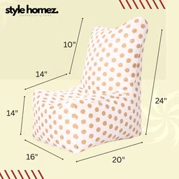 style homez Large CANVAS CLASSIC CHAIR, Cotton Polka Dots Printed Bean Bag Chair With Bean Filling image 3