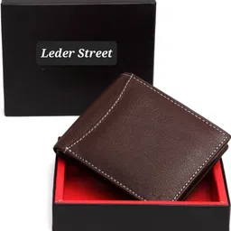 leder street Men Trendy, Travel Brown Genuine Leather RFID Wallet image 5