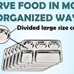 cuttales BHOJAN THALI SET OF 2 PIECES 5 COMPARTMENTS EACH Dinner Plate image 4