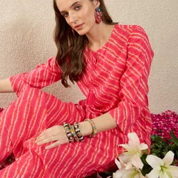 indo era Women Viscose Rayon Kurta Pant Set image 1