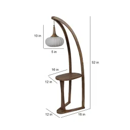 sapphire Voila White Iron Shade Shelf Floor Lamp With Wood Base image 5