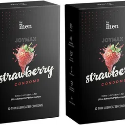 Joymax Dotted Condoms For Men 10-Count | Pack Of 2 Strawberry Flavor Condom-image-80