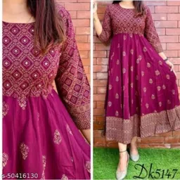 rangrezzfashion Floral Print Rayon Blend Stitched Anarkali Gown image 2