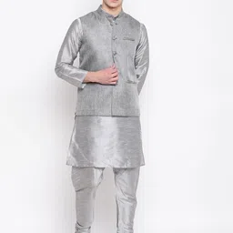 mag Men Pure Silk Kurta Churidar Ethnic Jacket Set-picture-13