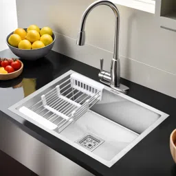ruhe Handmade Exclusive Single Bowl 20x17x9 Inches Kitchen Sink |Stainless Steel| (20x17x9 Inches) Matt Finish |Including Sink Coupling|Waste Pipe|Fruit Basket Vessel Sink-picture-25