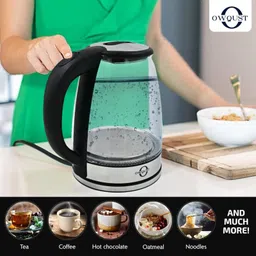 owqust Electric Glass Kettle Borosilicate Body with LED Illumination Beverage Maker image 4