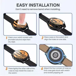 DPJ Front and Back Tempered Glass for Bumper Case Cover for Samsung Galaxy Watch 4 44mm TPU Plated Full Screen Protector image 5