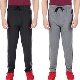 feel track Pack of 2 Men Solid Black, Grey Track Pants-picture-11