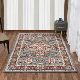 presto Blue Traditional Wool 6 ft x 9 ft Hand Tufted Carpet-picture-24