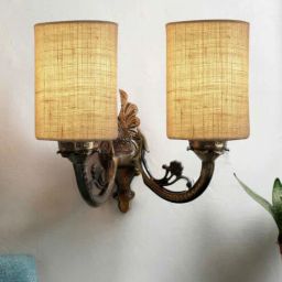 new era Dual Antique Gold Wall Lamp with Jute White Shade-picture-37