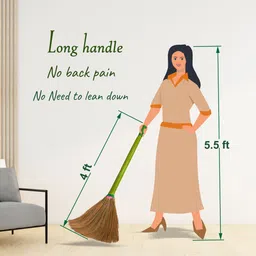 krv Nine Diamond Broom floor and ceiling cleaning broomstick, easy sweeping broom Grass Dry Broom image 4