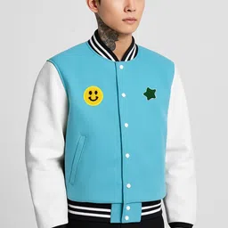 trending dammler Men Colorblock Varsity Jacket image 1