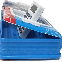 trendy one Captain America Multipurpose Printed Pencil Box for Kids Compact and Portable Magnetic Pencil/Geomatry Box with Calculator and Dual Sharpener Art Plastic Pencil Box image 3