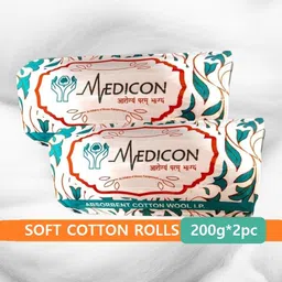 medicon ABSORBENT MEDICAL COTTON MULTIPURPOSE 200g*2pc (First Aid and Self care/Beauty) Interactive dressings Medical Dressing-picture-12
