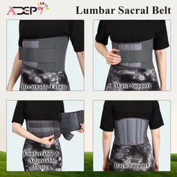 adept Waist Back Support Belt LS Support Belt for Back Support for Men & Women, Grey Back / Lumbar Support image 5