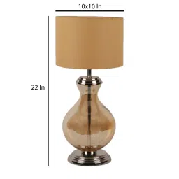 sapphire Titan Beige Metal and Fabric Shade Night Lamp With Glass Base image 4