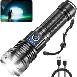 76 (ZOOMABLE METAL LED ) 5 Modes Flashlight, Super Bright 100W Light 8 hrs Torch Emergency Light-image-2
