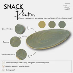 the transit story Green Color, Oval Snacks Serving Tray Food Plate Starter/ Kebab Platter/ Dish Tray Serving Set image 3