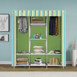 mezire 3 Door 8 Layer Printed PP Collapsible Wardrobe image 2