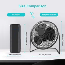 Bluhawk 9 Inch USB Powered Metal Table / Desk Fan 9 Inch USB Fan USB Fan image 5