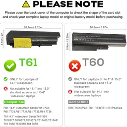 TechSio Thinkpad R400 T400 R61 7734 T400 2764 41U3198 42T4547 42T4652 6 Cell Laptop Battery image 3
