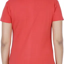 fleximaa Pack of 2 Women Solid V Neck Cotton Blend Red, Yellow T-Shirt image 3