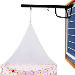 vparents fruity Baby Cradle with Attached bed and Mosquito net and Window Metal Hanger image 1