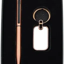 sai simran Rose Gold Finish Pen and Keychain Gift Set for Women & Men ? Sleek Executive Ball Pen image 2