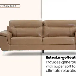 royaloak Harmony Leatherette 3 Seater Sofa in Brown Colour image 4