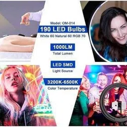 Speeqo Ring Light - LED 12 inch RGB Ring Light with Tripod Stand & Phone Holder for Live Streaming & YouTube Video, Dimmable Desk Makeup Ring Light Flash image 3