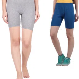 splash Pack of 2 Solid Women Grey, Blue Cycling Shorts-picture-28