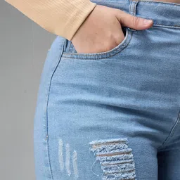 miss chase Solid Women Denim Blue Denim Shorts image 4